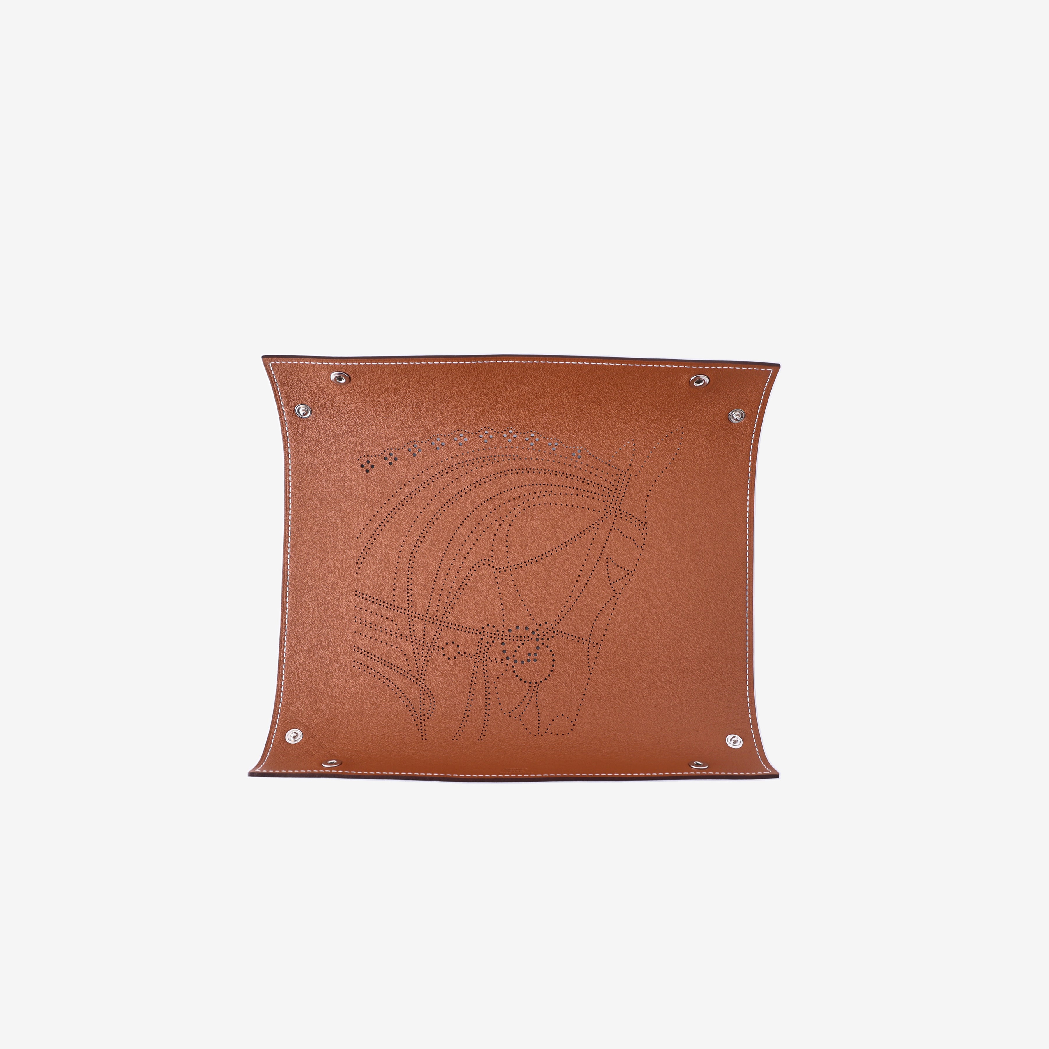 Hermès Mises et Relances Change Tray in Gold/Bleu Régate Taurillon Leather with Palladium Hardware front view