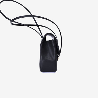 Chanel 26P Preppy Flap Small Bag in Black Calfskin Leather with Gold Hardware side view