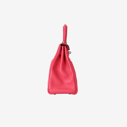 Hermès Kelly 28 in Framboise Clemence Leather with Gold Hardware