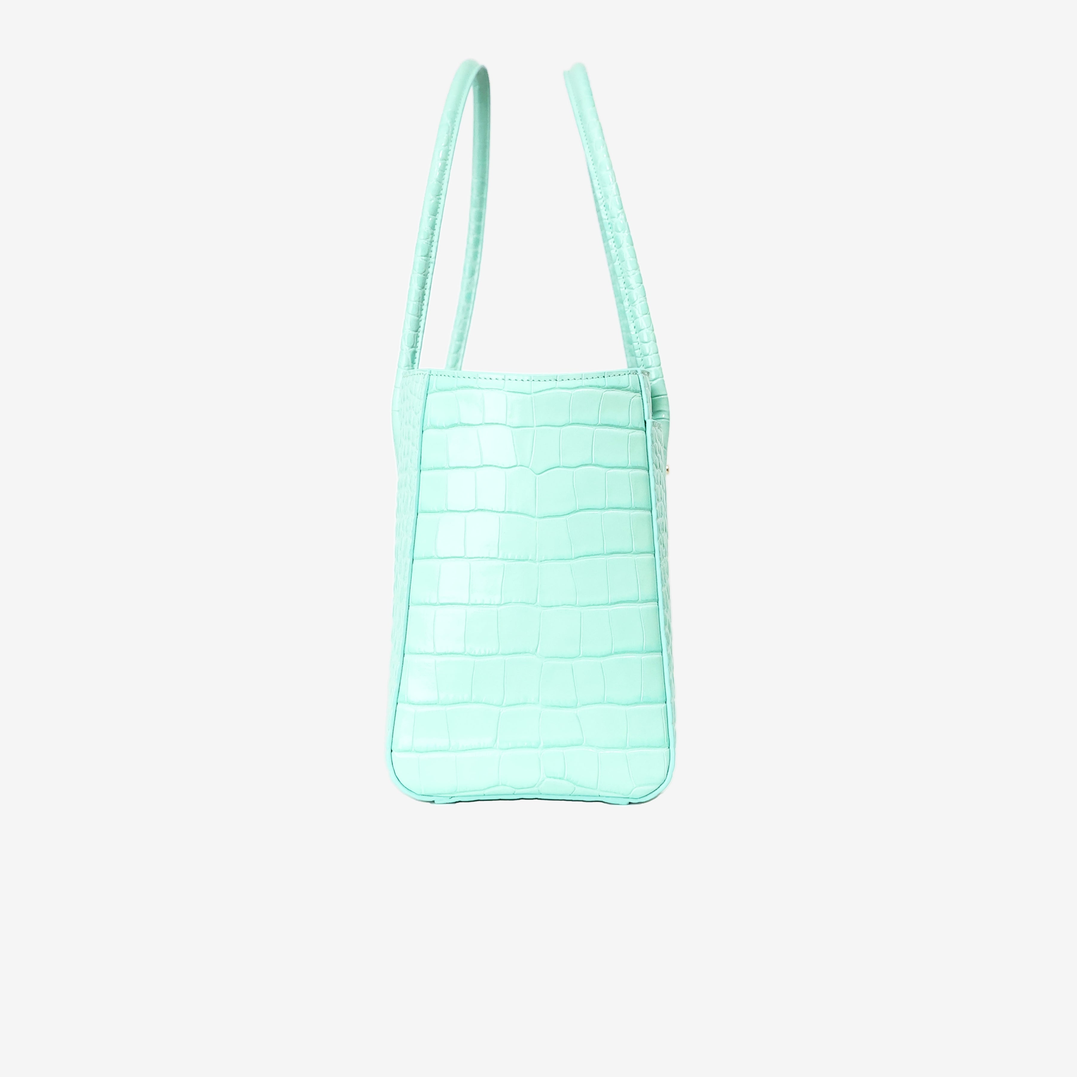 Chanel 26S Shopping Bag in Green Crocodile Embossed Calfskin Leather with Gold Hardware side view