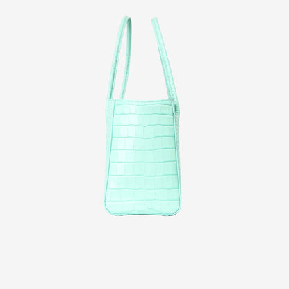 Chanel 26S Shopping Bag in Green Crocodile Embossed Calfskin Leather with Gold Hardware side view