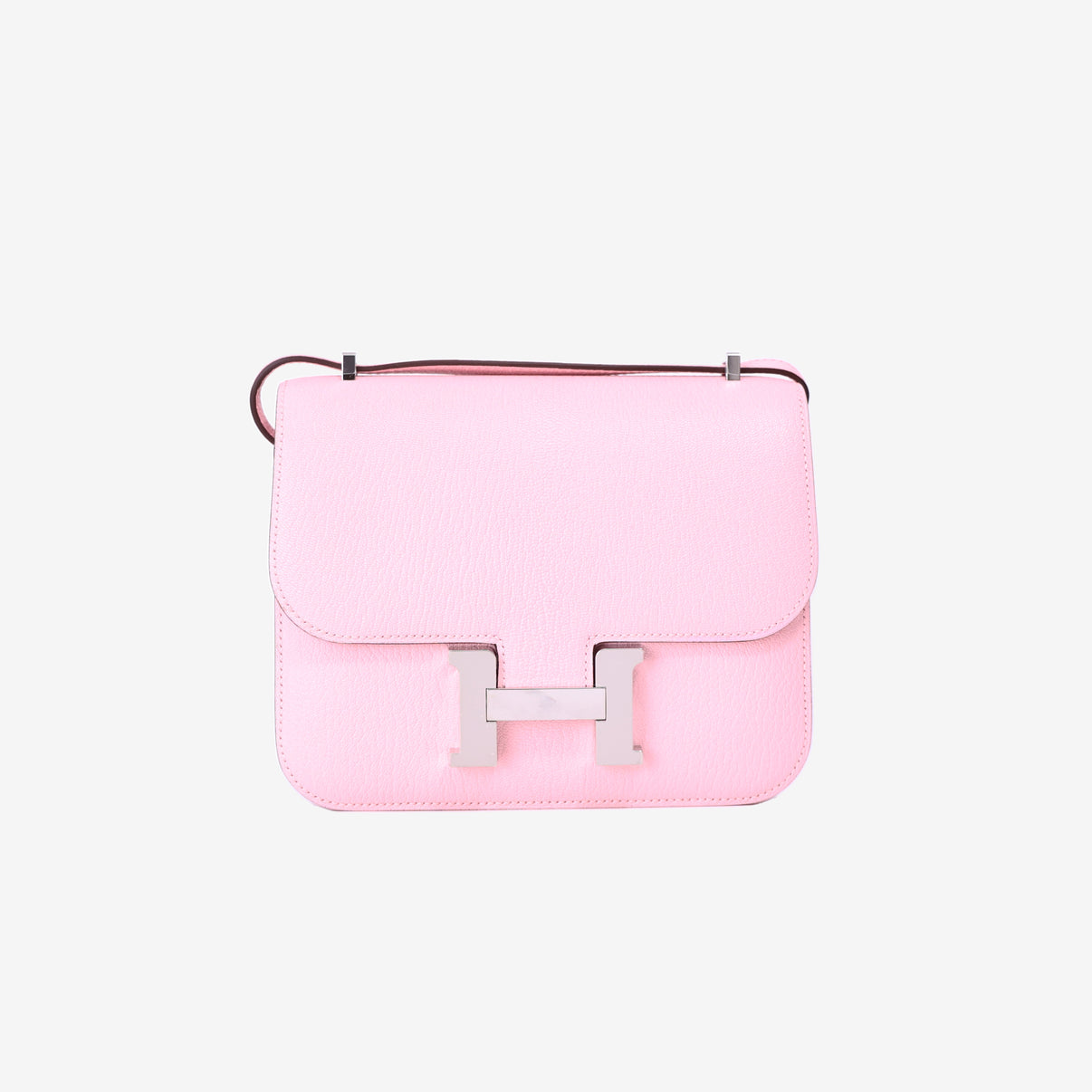 Hermès Constance 18 in Sakura Pink Chevre Mysore Leather with Palladium Hardware front view