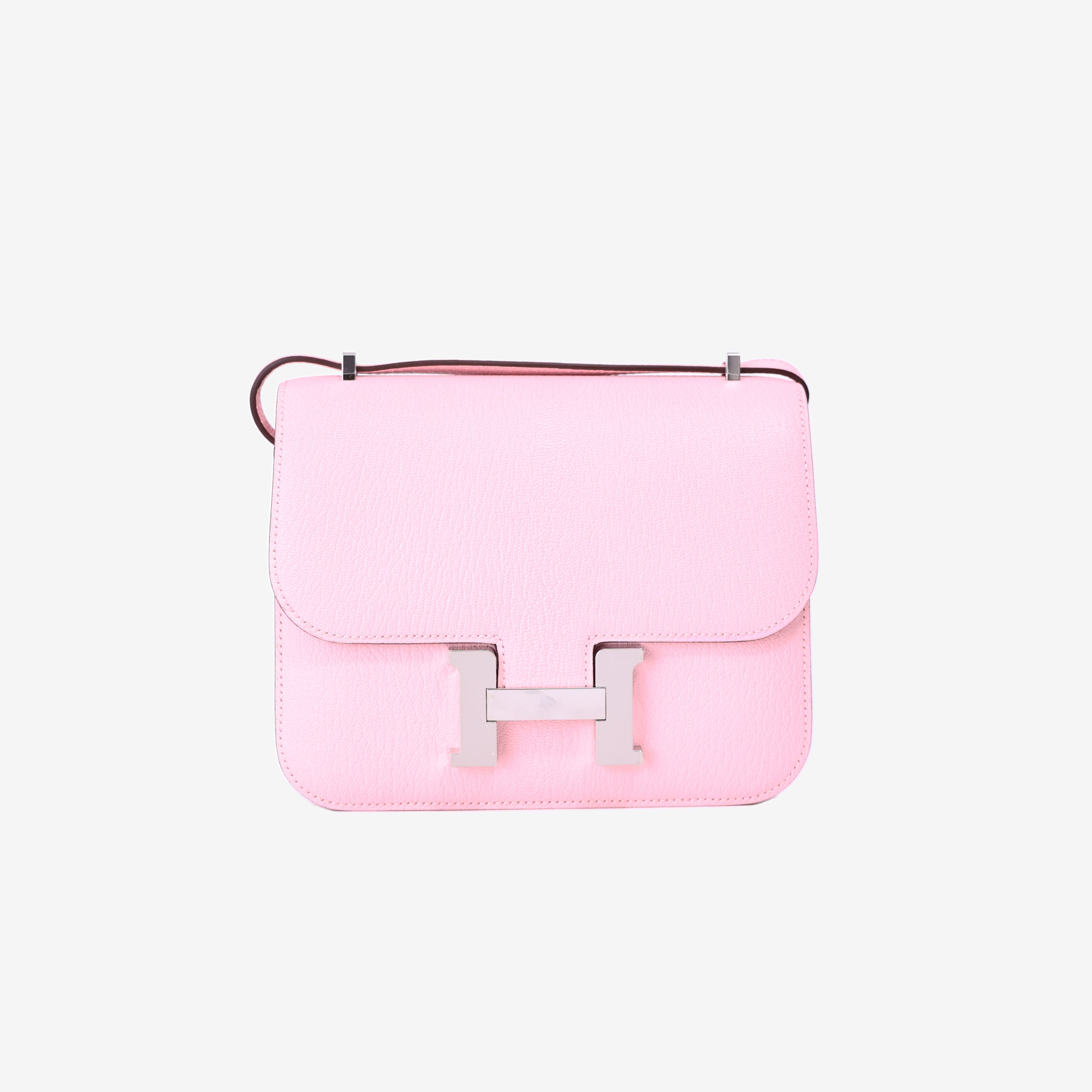 Hermès Constance 18 in Sakura Pink Chevre Mysore Leather with Palladium Hardware front view