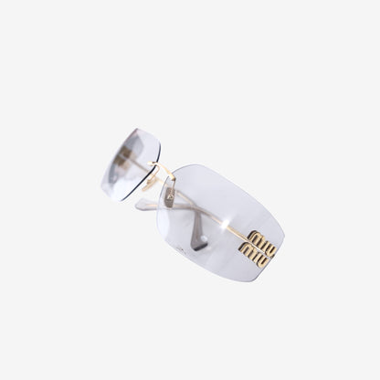 Miu Miu 54YS Rimless Sunglasses in Dark Grey with Gold-Tone Hardware