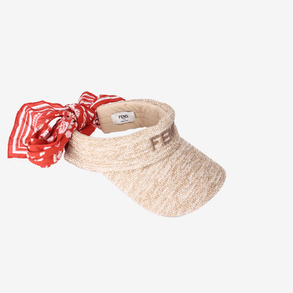 Fendi Straw Raffia Sun Visor in Beige