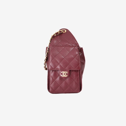 Chanel 25 Small Hobo Bag in Burgundy Lambskin with Gold Hardware