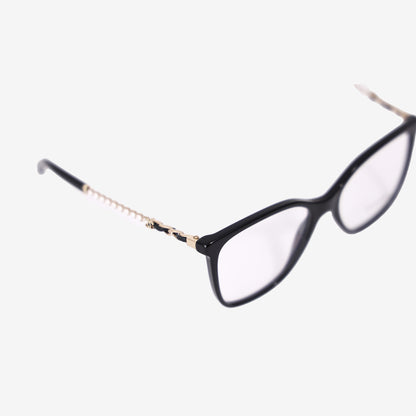 Chanel Square Eyeglasses in Black with Pearl Detailing