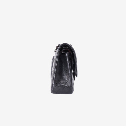 Chanel Medium Classic Flap Bag in Black Caviar Leather with Silver Hardware