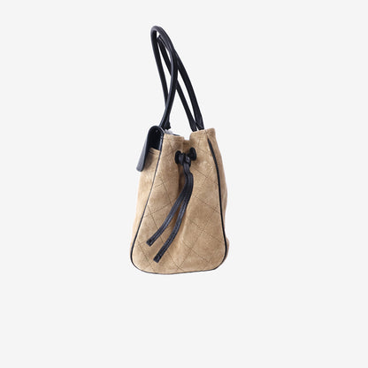 *PRISTINE* Chanel 26A Tote in Dark Beige & Black Suede & Grained Calfskin with Gold Hardware (AS6428-B25073-UB321)