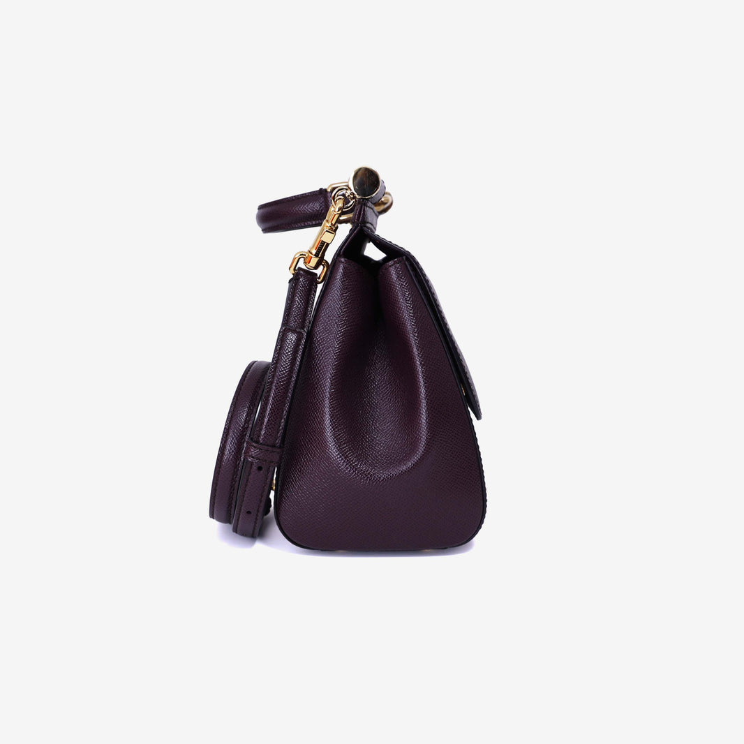 Dolce & Gabbana Sicily Medium Tote Bag in Burgundy Calfskin Leather with Gold Hardware (Contact to Enquire)