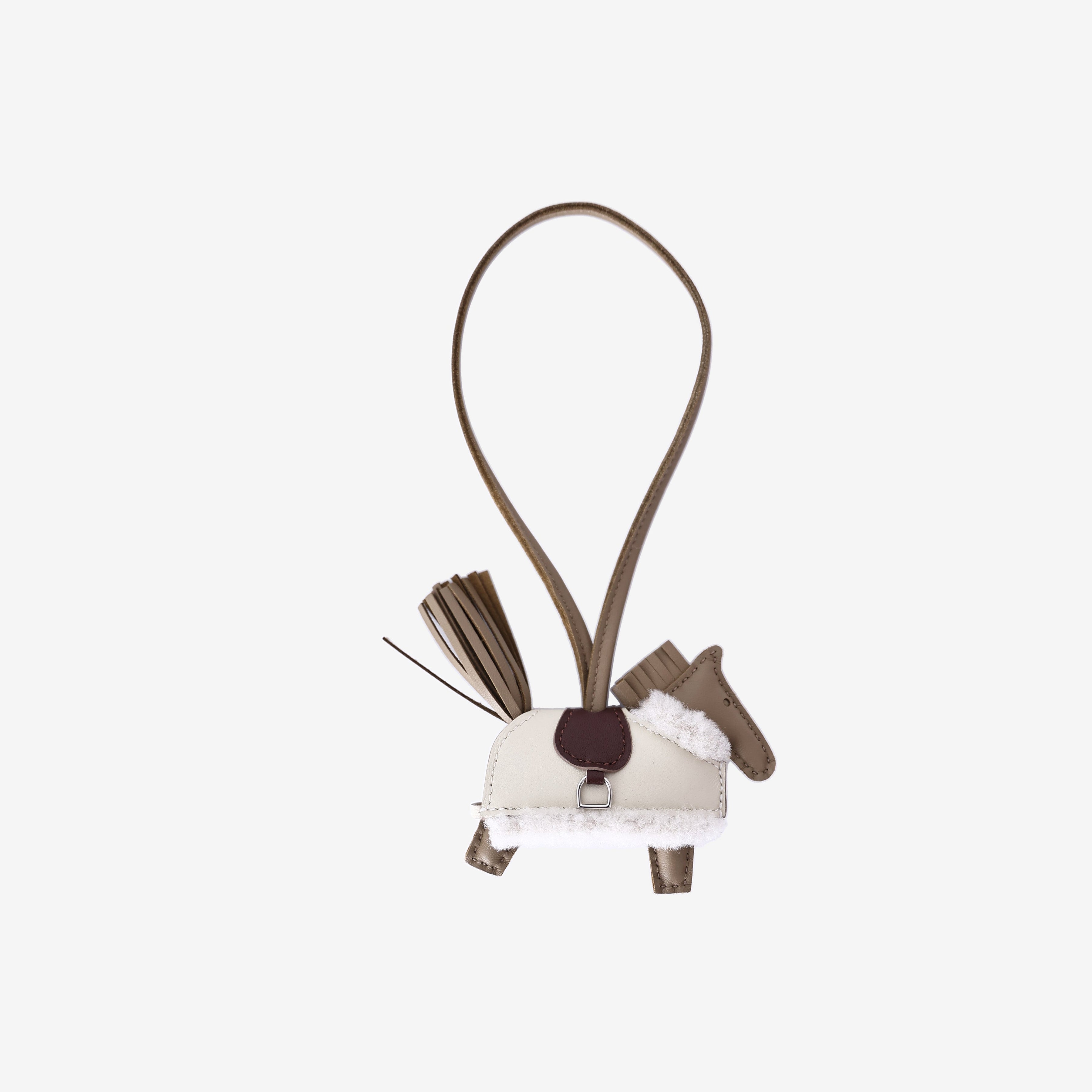 Hermès Rodeo Plush PM Charm in Beige Marfa Plush back view