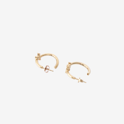 *EXCELLENT* Celine Triomphe Asymmetric Hoops in Gold-Finish Brass