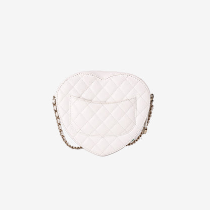 Chanel Heart Bag in White Lambskin with Gold Hardware