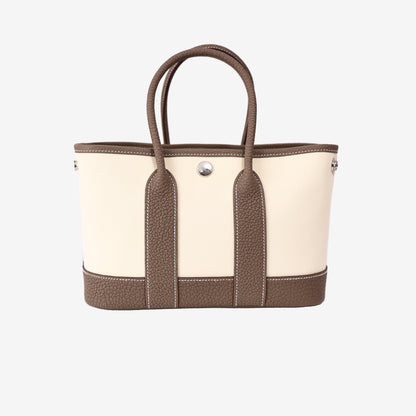 Hermès Mini Garden Party in Vanille Toile Officier and Etoupe Veau Negonda Leather