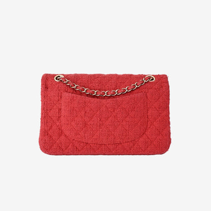 Chanel Classic Double Flap Bag in Red Tweed with Gold Hardware