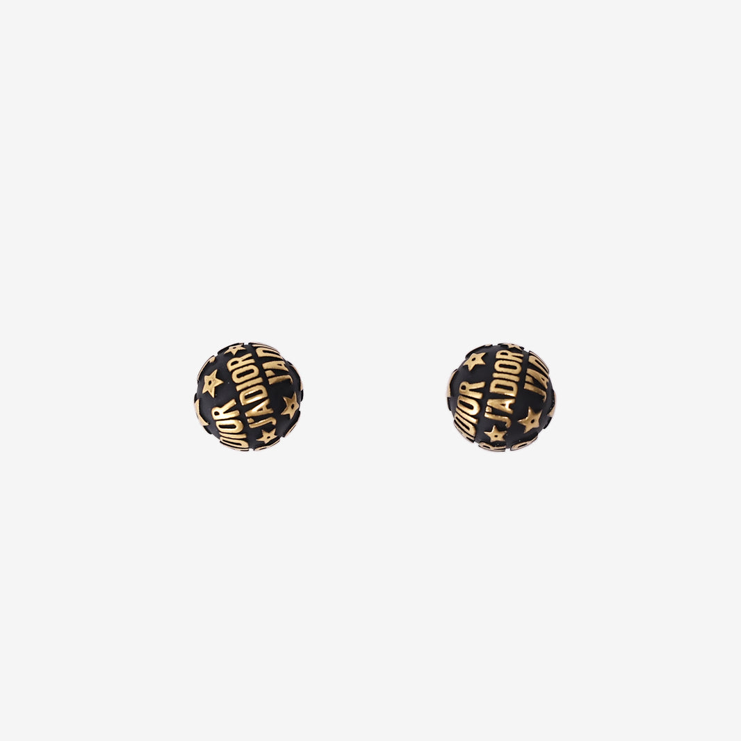 Dior Tribales J'Adior Star Earrings in Matte Black and Gold-Tone Steel