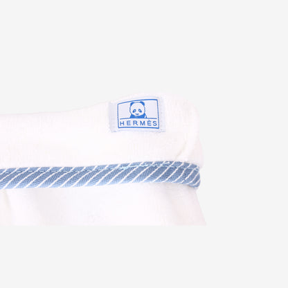 Hermès Baby Mitten Panda Washcloth in Blue/White Cotton
