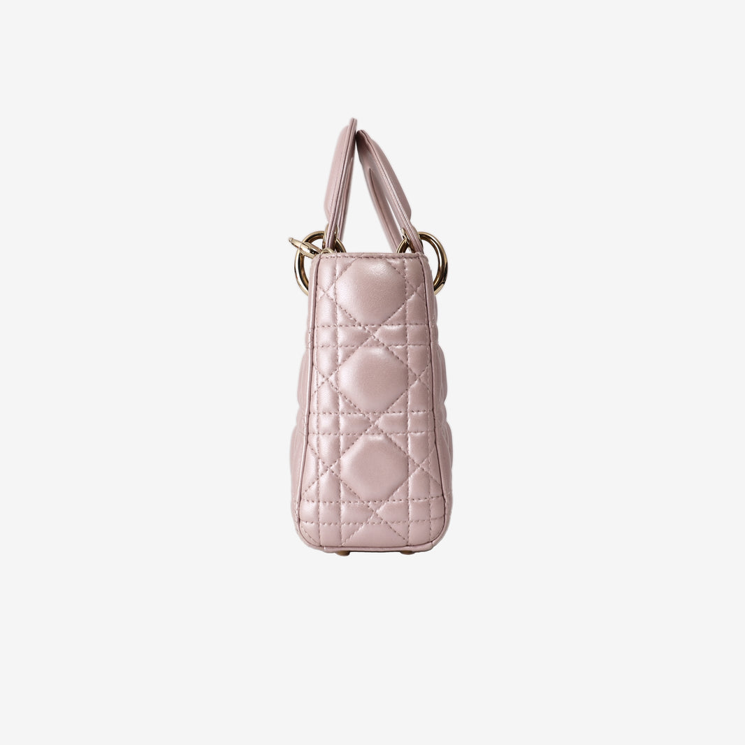 Christian Dior Lady Dior Mini in Pink Lambskin Leather with Gold Hardware