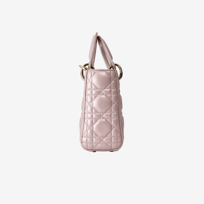 Christian Dior Lady Dior Mini in Pink Lambskin Leather with Gold Hardware