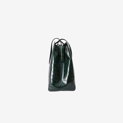 Chanel 26S Crocodile-Embossed Tote Bag in Dark Green Calfskin with Gold Hardware (Contact to Enquiry)