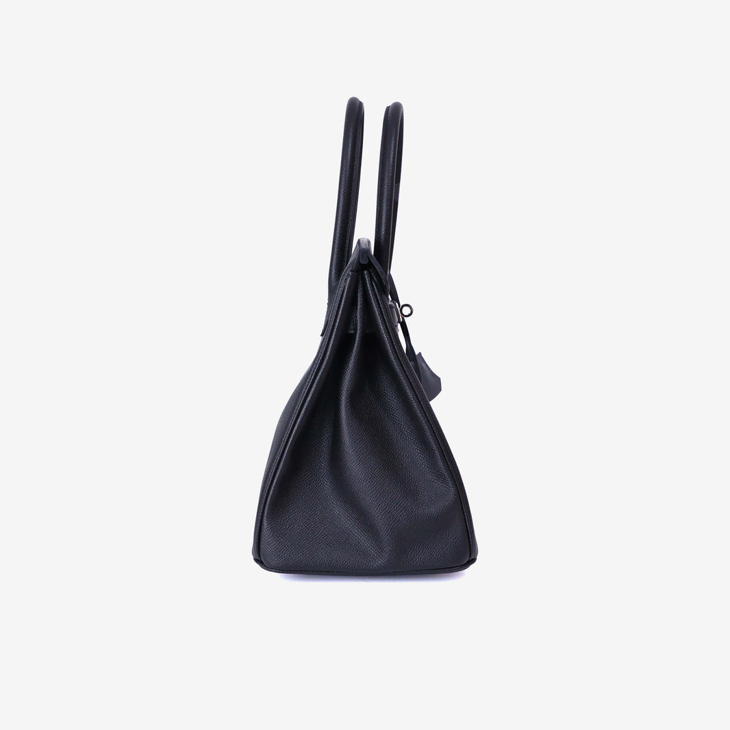 Hermès Birkin 30 in Noir Epsom Leather with Palladium Hardware side view