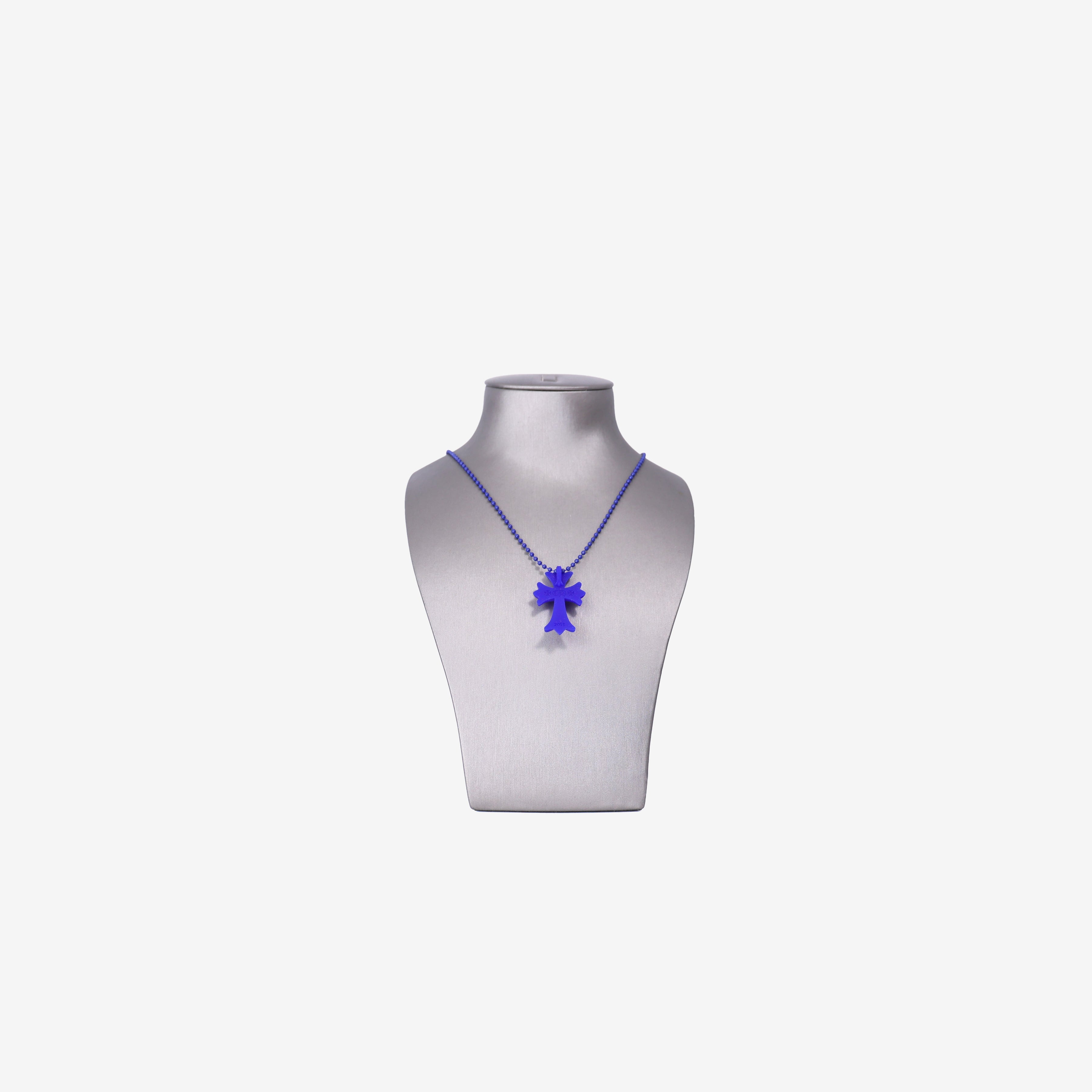 Chrome Hearts Cross Pendant Necklace in Blue Silicone back view