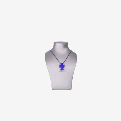 Chrome Hearts Cross Pendant Necklace in Blue Silicone back view