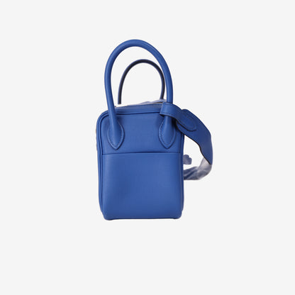 Hermès Mini Lindy 20 in Bleu Swift Leather with Palladium Hardware