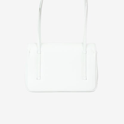 Chanel 26P Preppy Flap Small in White Calfskin Leather with Gold Hardware back view