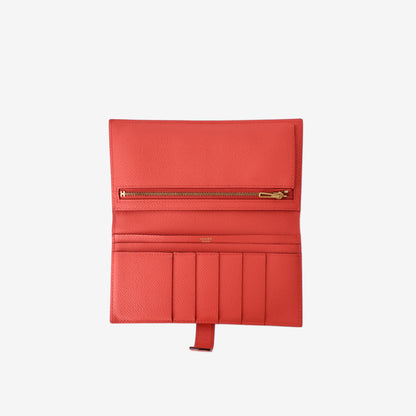 Hermès Béarn Wallet in Red Epsom Leather with Gold Hardware