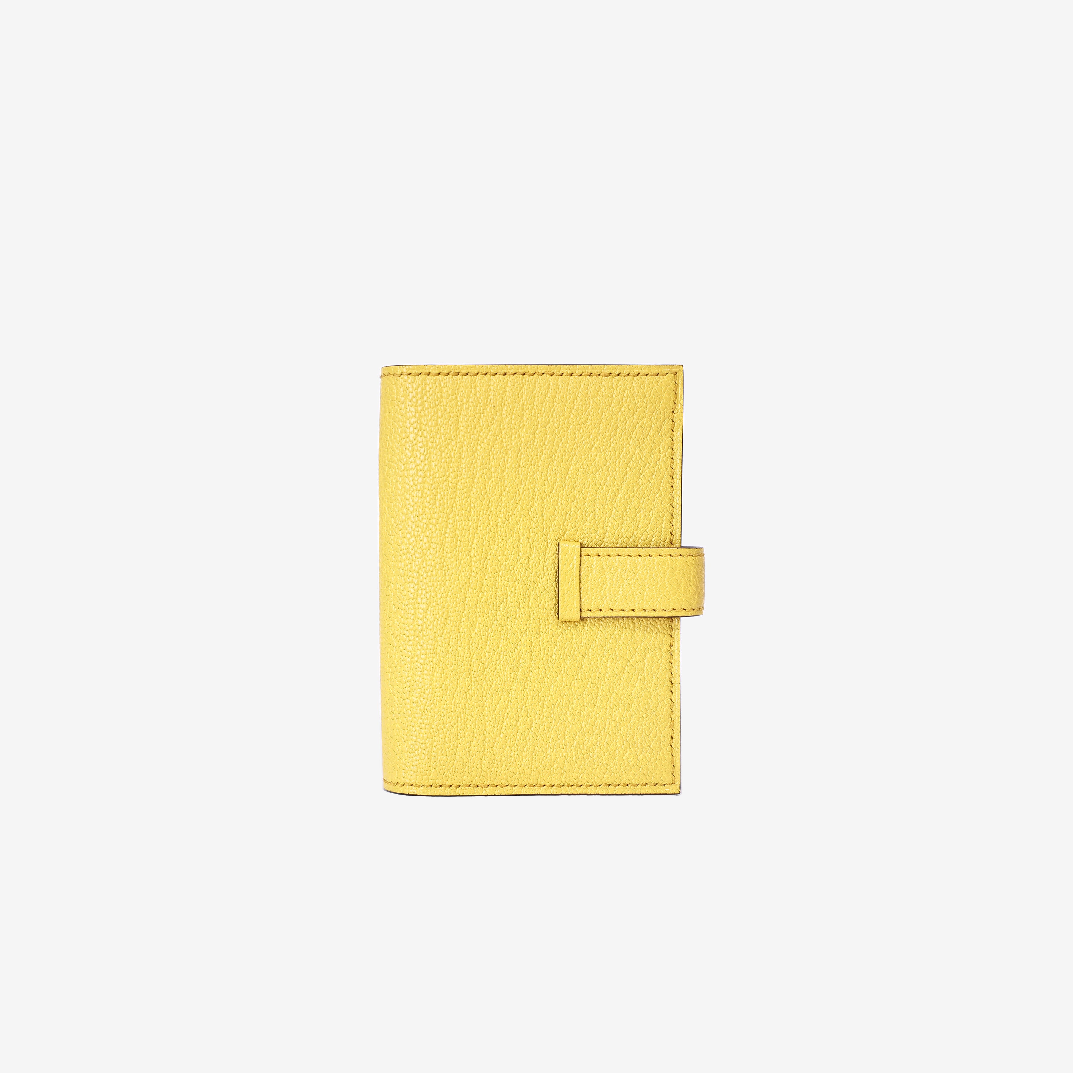 Hermès Bearn Mini Wallet in Jaune de Naples Leather with Palladium Hardware back view