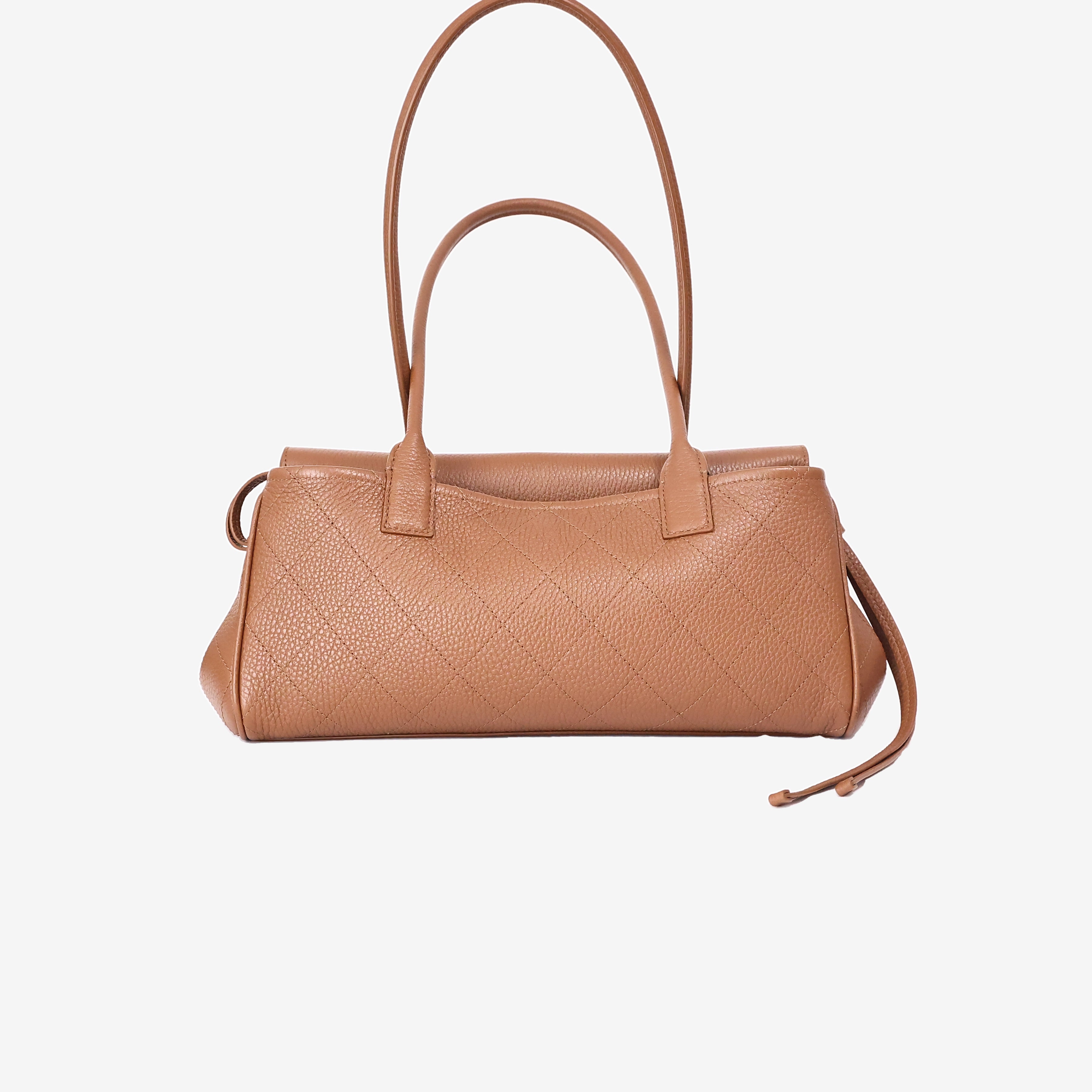 Chanel 26S Shopping Bag in Camel Brown Calfskin Leather with Gold Hardware back view