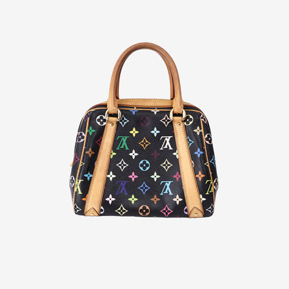 Louis Vuitton Priscilla Boston Tote Bag in Black/Multicolour Monogram Canvas/Vachetta Leather with Gold Hardware