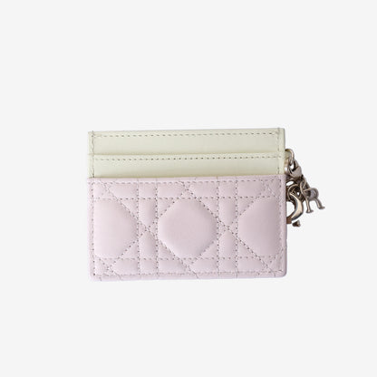 Dior Lady Dior Freesia Card Holder in Pink & Yellow Lambskin Leather