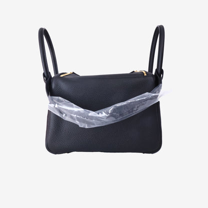 Hermès Lindy 26 in Black Clemence Leather with Gold-Plated Hardware