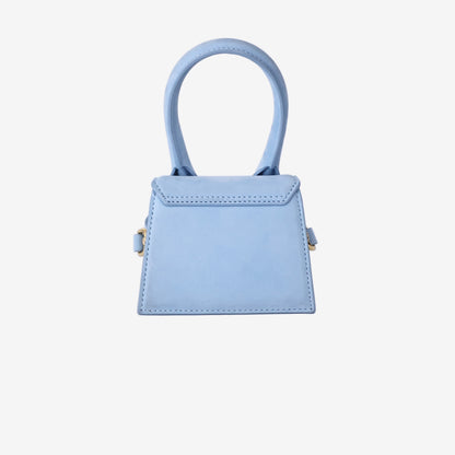 Jacquemus Le Chiquito Mini Bag in Light Blue Nubuck Leather with Gold Hardware