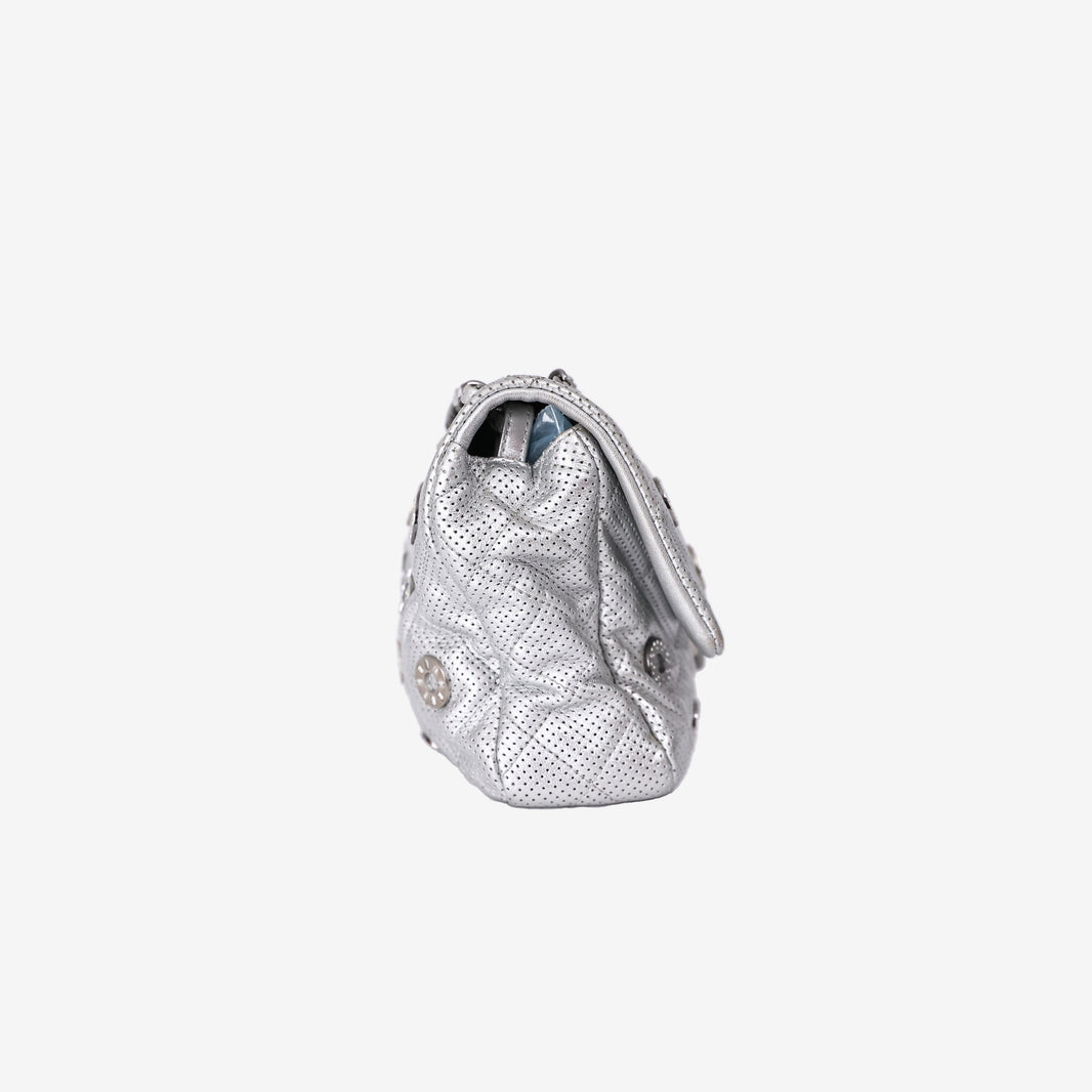 *RARE* Chanel Paris-Dubai Medals Flap Bag in Silver Lambskin Leather with Silver Hardware