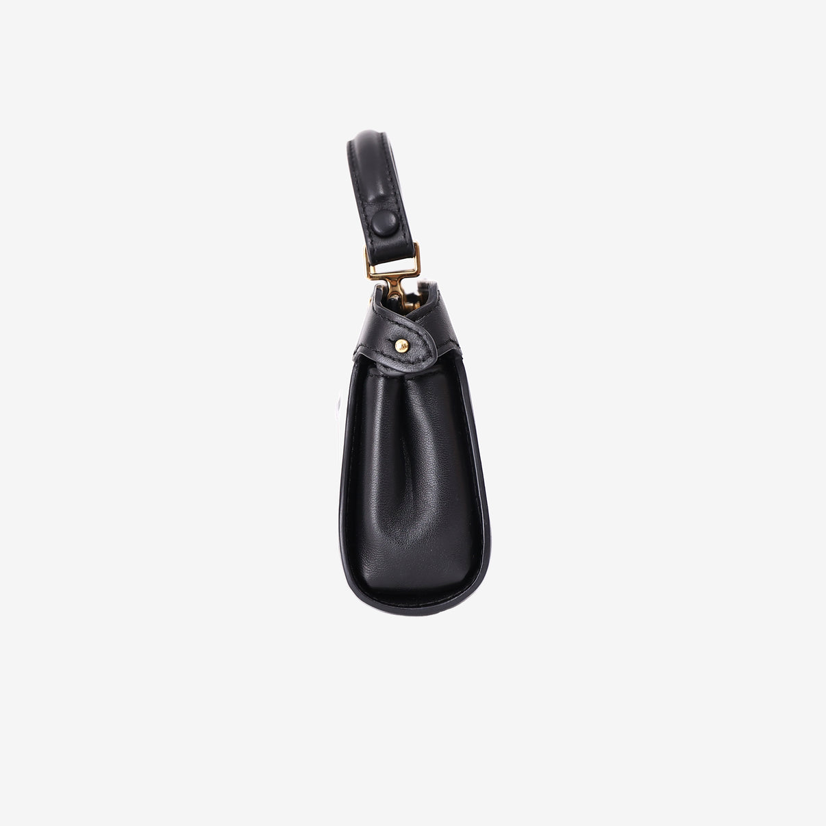 Fendi Peekaboo Mini Handbag in Black Leather with Gold Hardware side view
