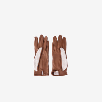 Hermès Federica Gloves in Gold Lambskin Leather/Cashmere (Size 8)