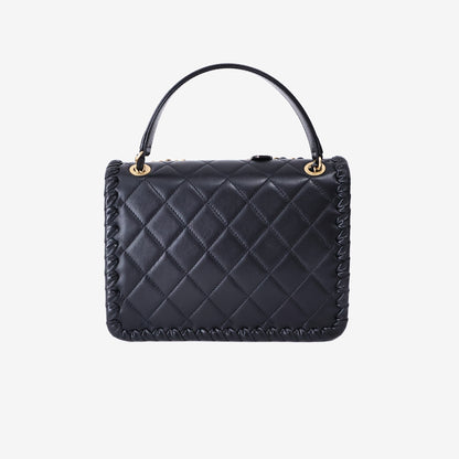 Chanel Braided Edge Flap Bag in Black Lambskin Leather with Gold Hardware