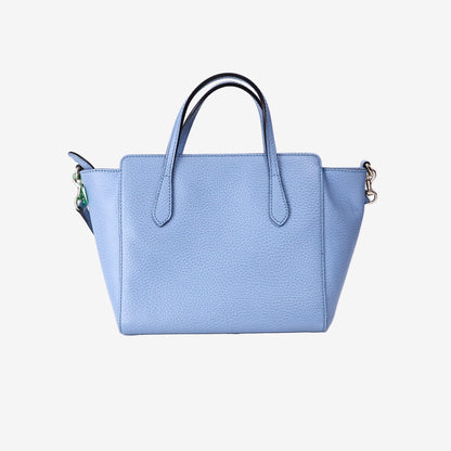 Gucci Mini Swing Tote Bag in Blue Calfskin Leather with Gold Hardware