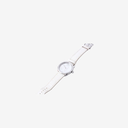 Hermès Arceau Cavales Watch 36mm in Stainless Steel with White Alligator Leather Strap