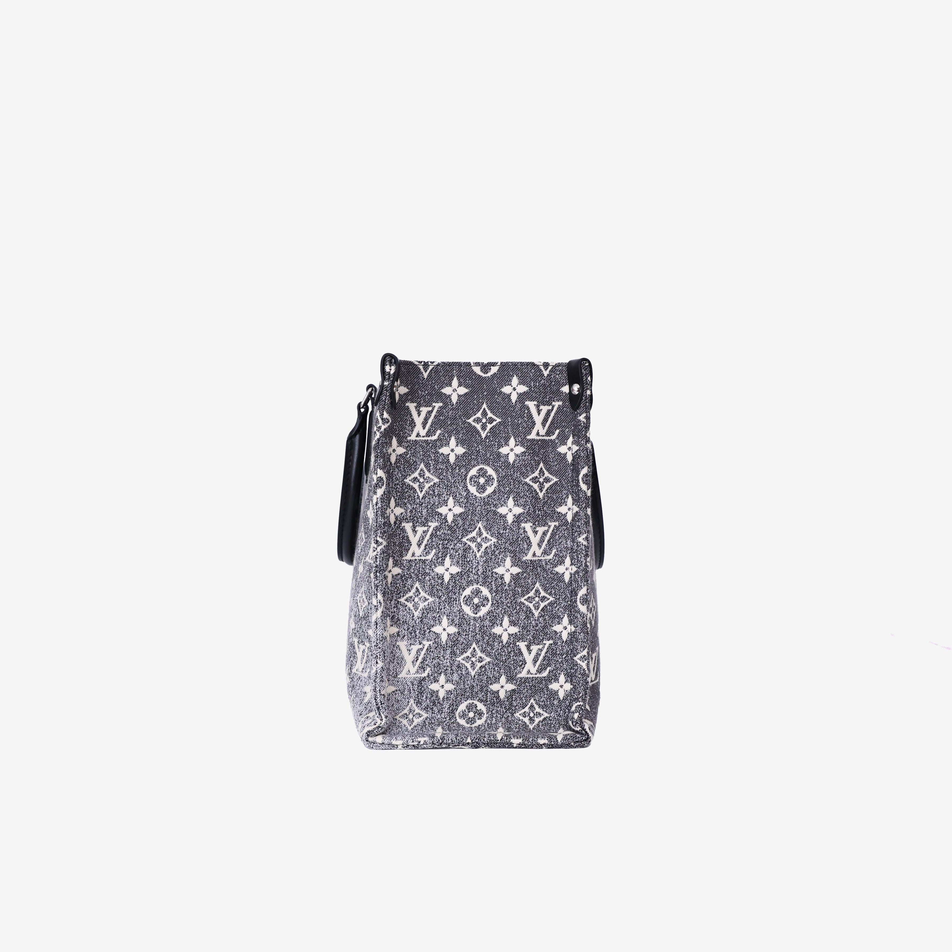 Louis Vuitton OnTheGo MM Tote Bag in Black Monogram Jacquard Denim side view