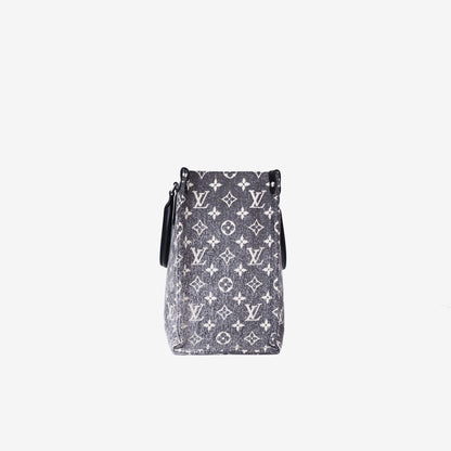 Louis Vuitton OnTheGo MM Tote Bag in Black Monogram Jacquard Denim side view
