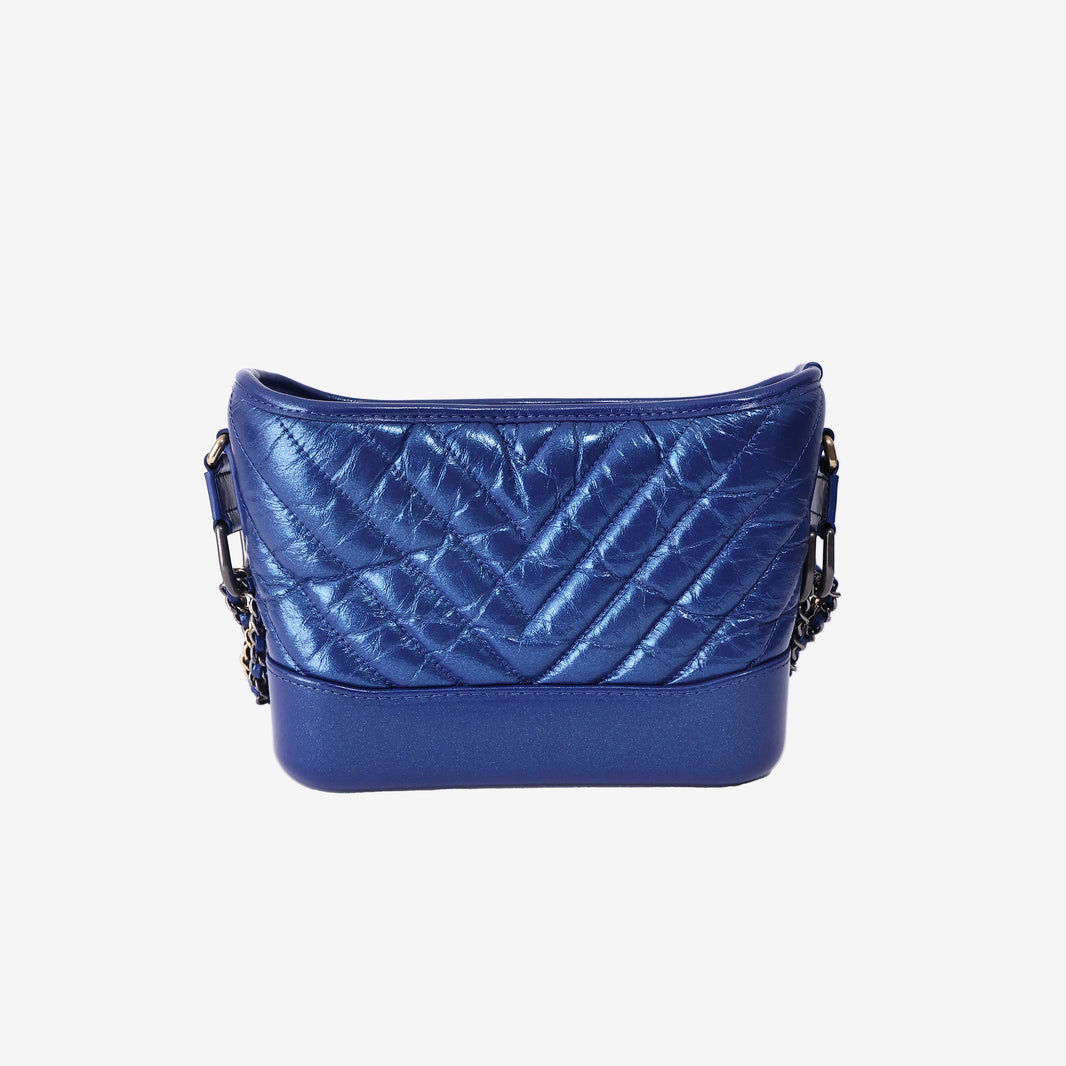 Chanel Gabrielle Small Hobo Bag in Blue Calfskin Leather with Mixed Hardware