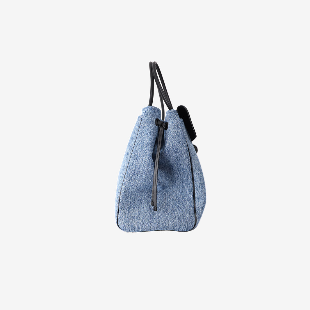 Chanel Urban Essentials Tote in Blue Denim/Black Calfskin Leather with Gold Hardware (Contact to Enquire)
