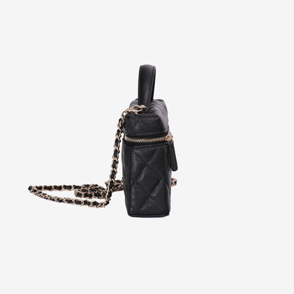 Chanel LP Vanity Case with Chain Small CC Logo in Black Caviar Leather with Gold Hardware (Contact to Enquire)