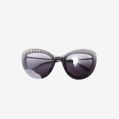 Chanel 4236-H Sunglasses in Black Metal/Acetate with Faux Pearls and Silver Hardware