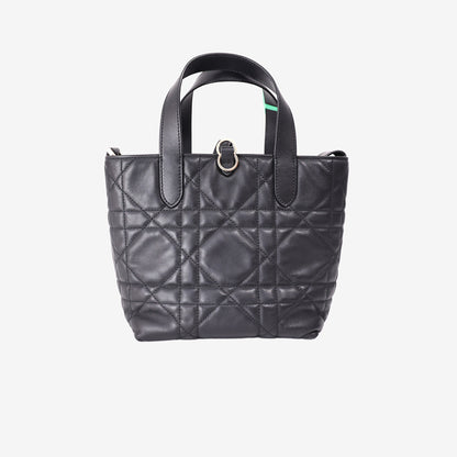 Dior Small Toujours Vertical Tote Bag in Black Calfskin with Gold Hardware