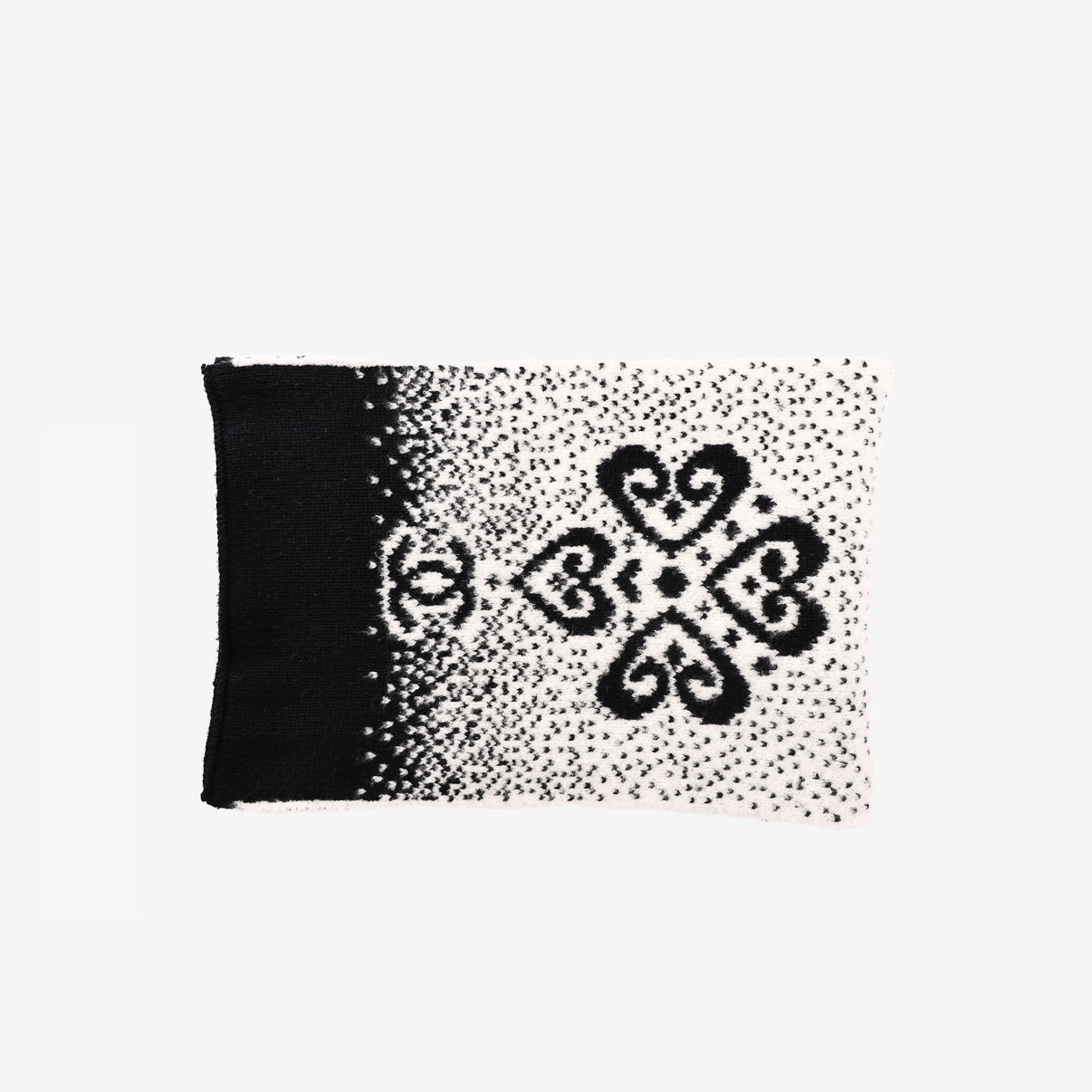 Chanel Cashmere Scarf in Black and White Cashmere/Wool/Silk Blend front view